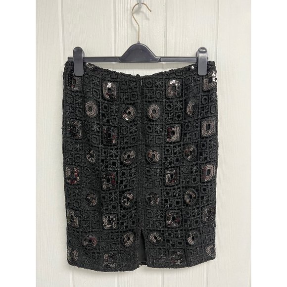 Muse Exclusively For Boston Proper Women's Beaded Sequin Black Skirt Size 6 - Picture 4 of 11